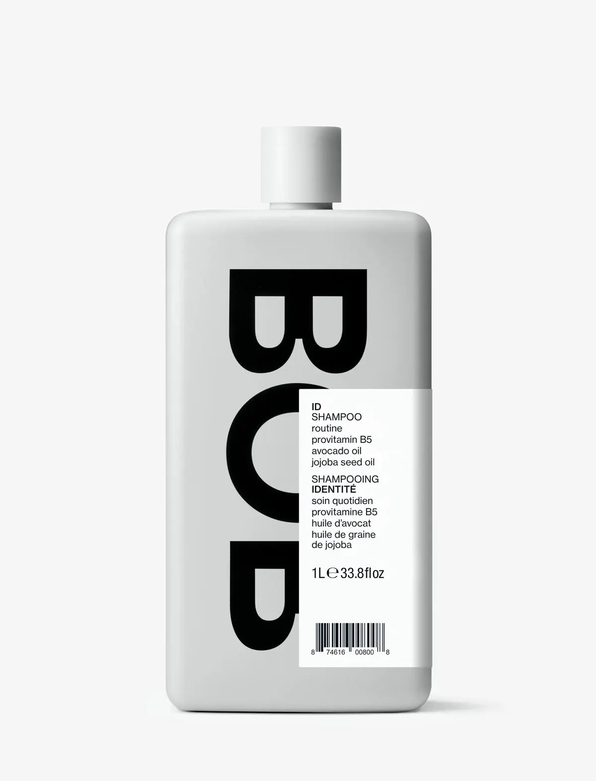 Back of Bottle™ ID Shampoo 1L – balances scalp and supports long-term hair health; gentle cleanse for soft, manageable hair